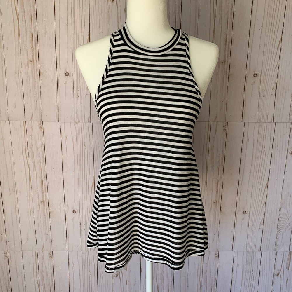 FREE PEOPLE black/white stripe racer back tank